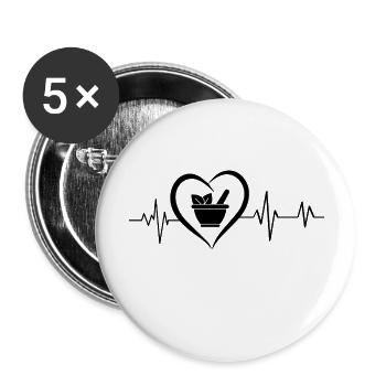 Herzschlag Apotheke - Buttons groß 56 mm (5er Pack) - Weiß - Vorne