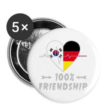 100 % amitié entre la Corée du Sud et l'Allemagne - Lot de 5 grands badges (56 mm) - blanc - Devant