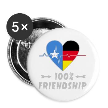 Somalia und Deutschland 100% Freundschaft - Buttons groß 56 mm (5er Pack) - Weiß - Vorne