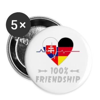 Slowakei und Deutschland 100% Freundschaft - Buttons groß 56 mm (5er Pack) - Weiß - Vorne
