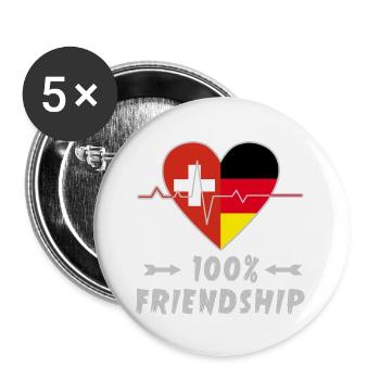 100 % amitié entre la Suisse et l'Allemagne - Lot de 5 grands badges (56 mm) - blanc - Devant