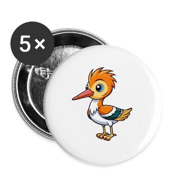 Avocet Cute Cartoon Character Kawaii Clipart - Buttons large 2.2''/56 mm (5-pack) - white - Front