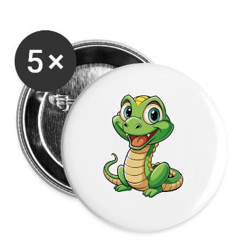 Snake Cute Cartoon Character Kawaii Clipart - Buttons large 2.2''/56 mm (5-pack) - white - Front