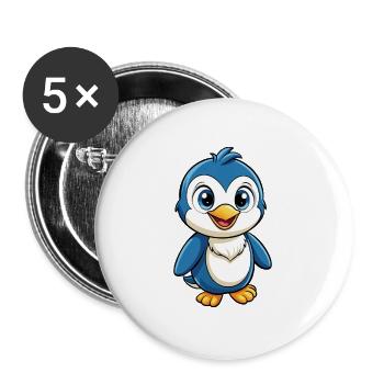Pingouin Mignon Personnage De Dessin Animé Kawaii Clipart - Lot de 5 grands badges (56 mm) - blanc - Devant
