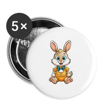 Rabbit Cute Cartoon Character Kawaii Clipart - Buttons large 2.2''/56 mm (5-pack) - white - Front