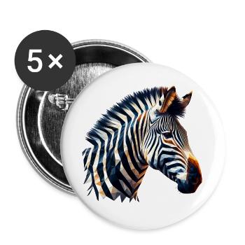 Polygonal Zebra - Buttons large 2.2''/56 mm (5-pack) - white - Front