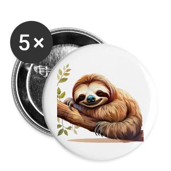 Sloth - Buttons large 2.2''/56 mm (5-pack) - white - Front