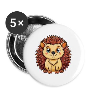 Igel Niedliche Zeichentrickfigur Kawaii Clipart - Buttons groß 56 mm (5er Pack) - Weiß - Vorne