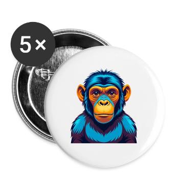 Bonobo Colorful Kawaii Cartoon Character Clipart - Buttons large 2.2''/56 mm (5-pack) - white - Front
