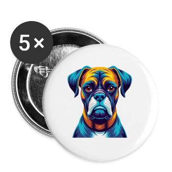 Boxer Hund Bunt Kawaii Cartoon Figur Haustier - Buttons groß 56 mm (5er Pack) - Weiß - Vorne