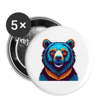 Bear Colorful Kawaii Cartoon Character Clipart - Buttons large 2.2''/56 mm (5-pack) - white - Front