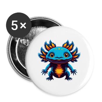 axolotl coloré Kawaii Dessin animé Personnage Clipart - Lot de 5 grands badges (56 mm) - blanc - Devant