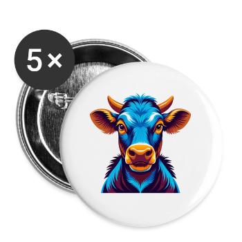 Cow Colorful Kawaii Cartoon Character Clipart - Buttons large 2.2''/56 mm (5-pack) - white - Front