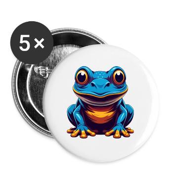 Frog Colorful Kawaii Cartoon Character Clipart - Buttons large 2.2''/56 mm (5-pack) - white - Front