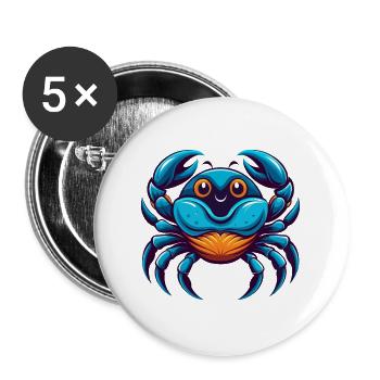 Krabbe Bunte Kawaii Cartoon Figur Clipart - Buttons groß 56 mm (5er Pack) - Weiß - Vorne