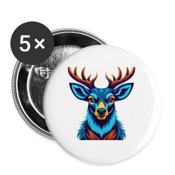 Hirsch Bunte Kawaii Cartoon Charakter Clipart - Buttons groß 56 mm (5er Pack) - Weiß - Vorne