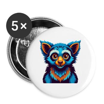 Aye Aye Bunte Kawaii Cartoon Figur Clipart - Buttons groß 56 mm (5er Pack) - Weiß - Vorne