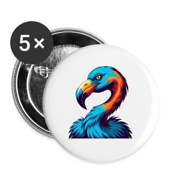 Flamingo Colorful Kawaii Cartoon Character Clipart - Buttons large 2.2''/56 mm (5-pack) - white - Front