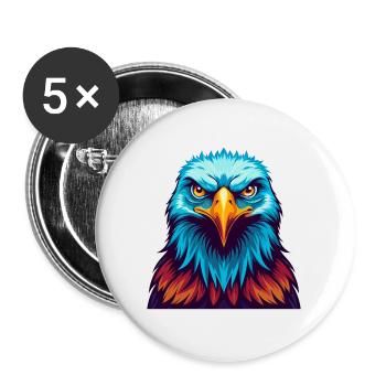 Adler Bunte Kawaii Cartoon Figur Clipart - Buttons groß 56 mm (5er Pack) - Weiß - Vorne