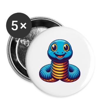 Regenwurm Bunte Kawaii Cartoon Figur Haustier - Buttons groß 56 mm (5er Pack) - Weiß - Vorne