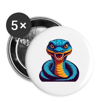 Anaconda Colorful Kawaii Cartoon Character Clipart - Buttons large 2.2''/56 mm (5-pack) - white - Front