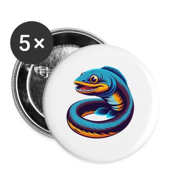 Eel Colorful Kawaii Cartoon Character Clipart - Buttons large 2.2''/56 mm (5-pack) - white - Front