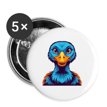 Goose Colorful Kawaii Cartoon Character Clipart - Buttons large 2.2''/56 mm (5-pack) - white - Front