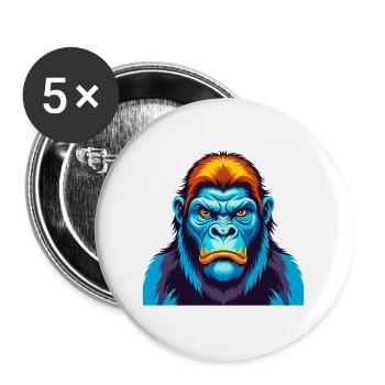 Gorilla Bunte Kawaii Cartoon Figur Clipart - Buttons groß 56 mm (5er Pack) - Weiß - Vorne