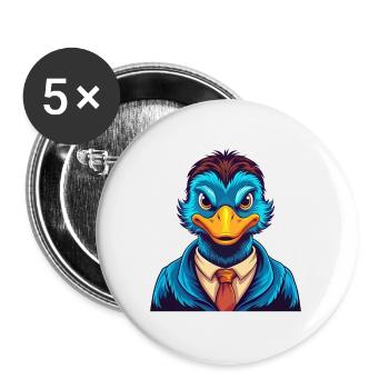 Ente Bunte Kawaii Cartoon Figur Clipart - Buttons groß 56 mm (5er Pack) - Weiß - Vorne