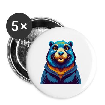 Gopher Colorful Kawaii Cartoon Character Clipart - Buttons large 2.2''/56 mm (5-pack) - white - Front