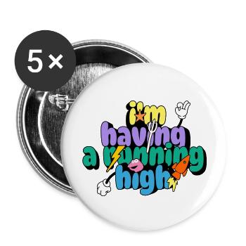 Running high - Buttons groß 56 mm (5er Pack) - Weiß - Vorne