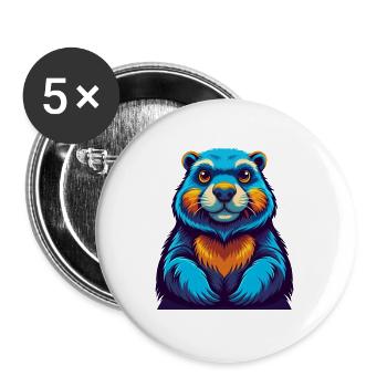 Groundhog Colorful Kawaii Cartoon Character Pet - Buttons large 2.2''/56 mm (5-pack) - white - Front