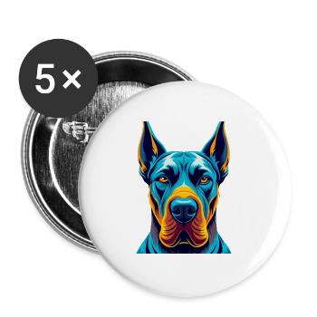Deutsche Dogge Hund Bunte Kawaii Zeichentrickfigur - Buttons groß 56 mm (5er Pack) - Weiß - Vorne
