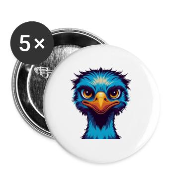 Emu coloré Kawaii Dessin animé Personnage Clipart - Lot de 5 grands badges (56 mm) - blanc - Devant
