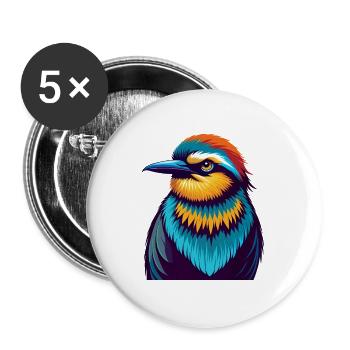 Bee Eater Colorful Kawaii Cartoon Character Pet - Buttons large 2.2''/56 mm (5-pack) - white - Front