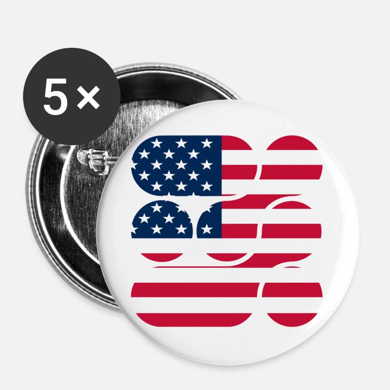 OCHOOO - USA - Buttons large 2.2''/56 mm (5-pack) - white