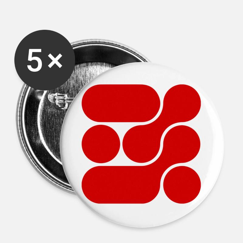OCHOOO - RED - Buttons large 2.2''/56 mm (5-pack) - white