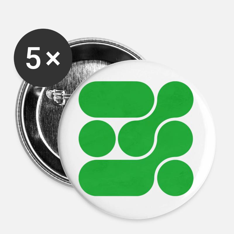 OCHOOO - GREEN - Buttons large 2.2''/56 mm (5-pack) - white