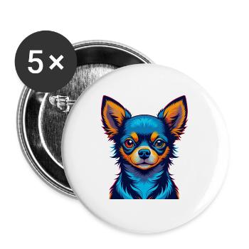 Chihuahua Dog Colorful Kawaii Cartoon Character - Buttons large 2.2''/56 mm (5-pack) - white - Front