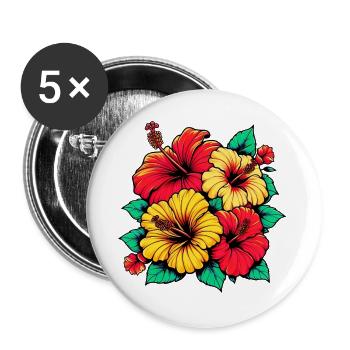 Hibiscus Flowers - Buttons large 2.2''/56 mm (5-pack) - white - Front