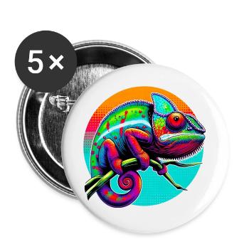Caméléon - Lot de 5 grands badges (56 mm) - blanc - Devant
