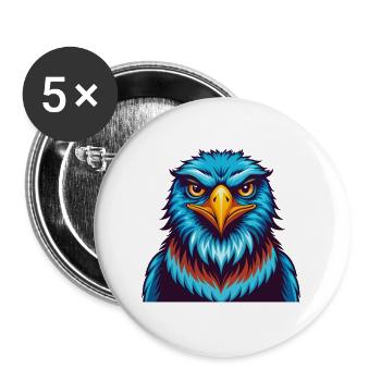 Hawk coloré Kawaii Dessin animé Personnage Clipart - Lot de 5 grands badges (56 mm) - blanc - Devant
