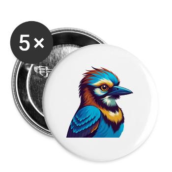 Jay Bird Bunte Kawaii Cartoon Figur Clipart - Buttons groß 56 mm (5er Pack) - Weiß - Vorne
