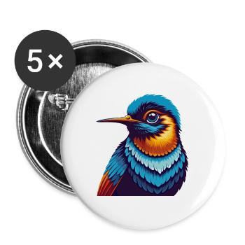 Hummingbird Colorful Kawaii Cartoon Character Pet - Buttons large 2.2''/56 mm (5-pack) - white - Front