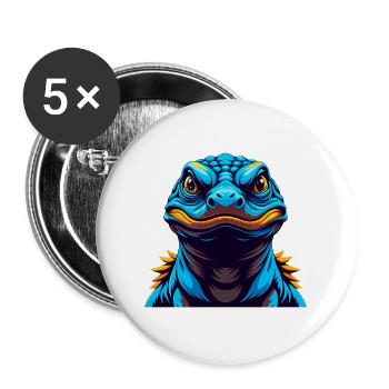 Komodo Dragon Colorful Kawaii Cartoon Character - Buttons large 2.2''/56 mm (5-pack) - white - Front