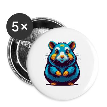 Hamster Bunte Kawaii Cartoon Figur Clipart - Buttons groß 56 mm (5er Pack) - Weiß - Vorne