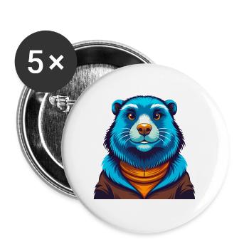 Marmotte coloré Kawaii Dessin animé Personnage Clipart - Lot de 5 grands badges (56 mm) - blanc - Devant