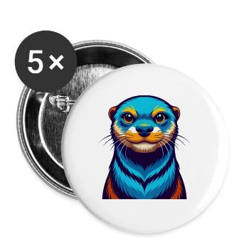 loutre coloré kawaii dessin animé personnage clipart - Lot de 5 grands badges (56 mm) - blanc - Devant