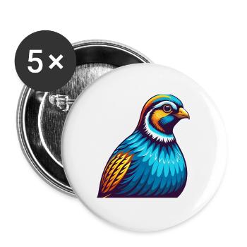 perdrix coloré kawaii personnage de dessin animé animal de compagnie - Lot de 5 grands badges (56 mm) - blanc - Devant