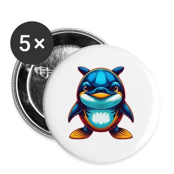 Orca Bunte Kawaii Cartoon Figur Clipart - Buttons groß 56 mm (5er Pack) - Weiß - Vorne